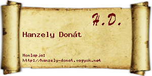 Hanzely Donát névjegykártya